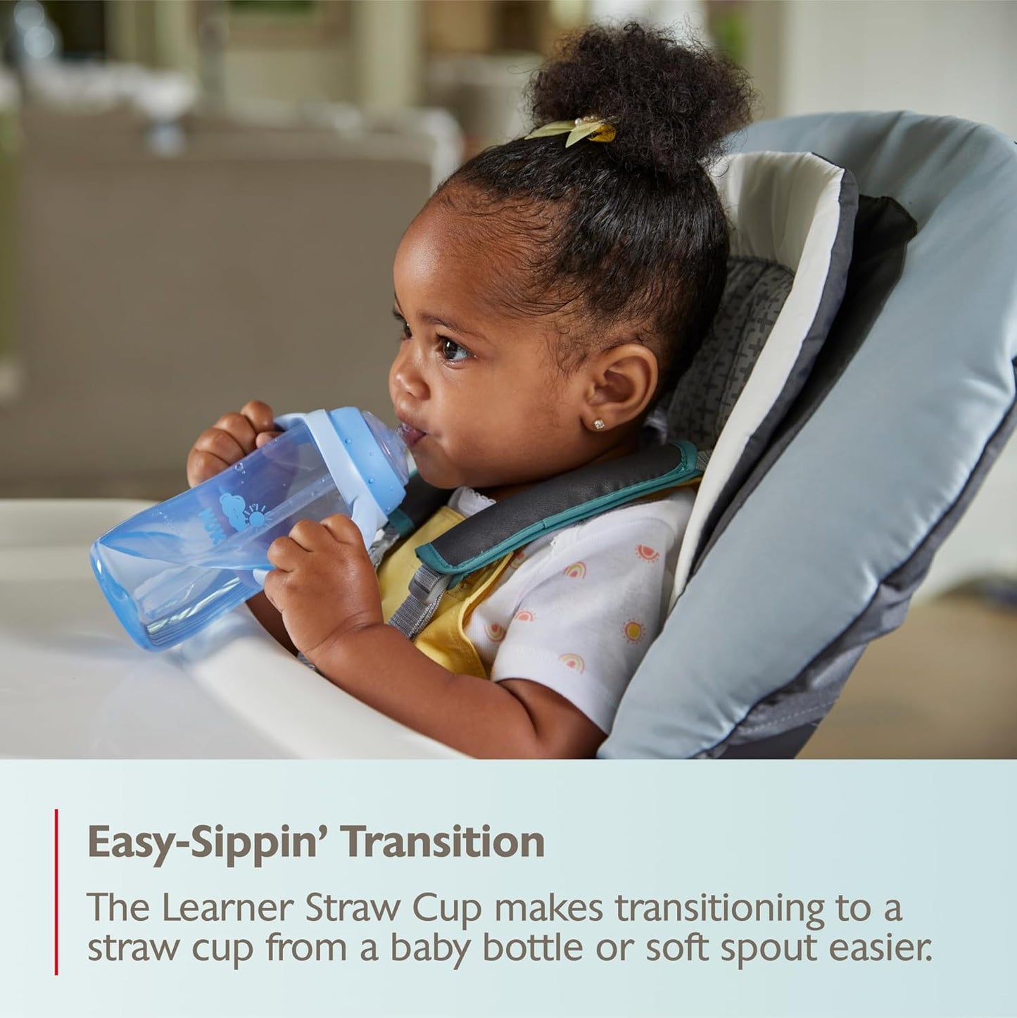 NUK Learner Straw Cup 10oz - Toddler Cup with Soft Straw for Easy Drinking Suitable for Ages 8 Months and Up