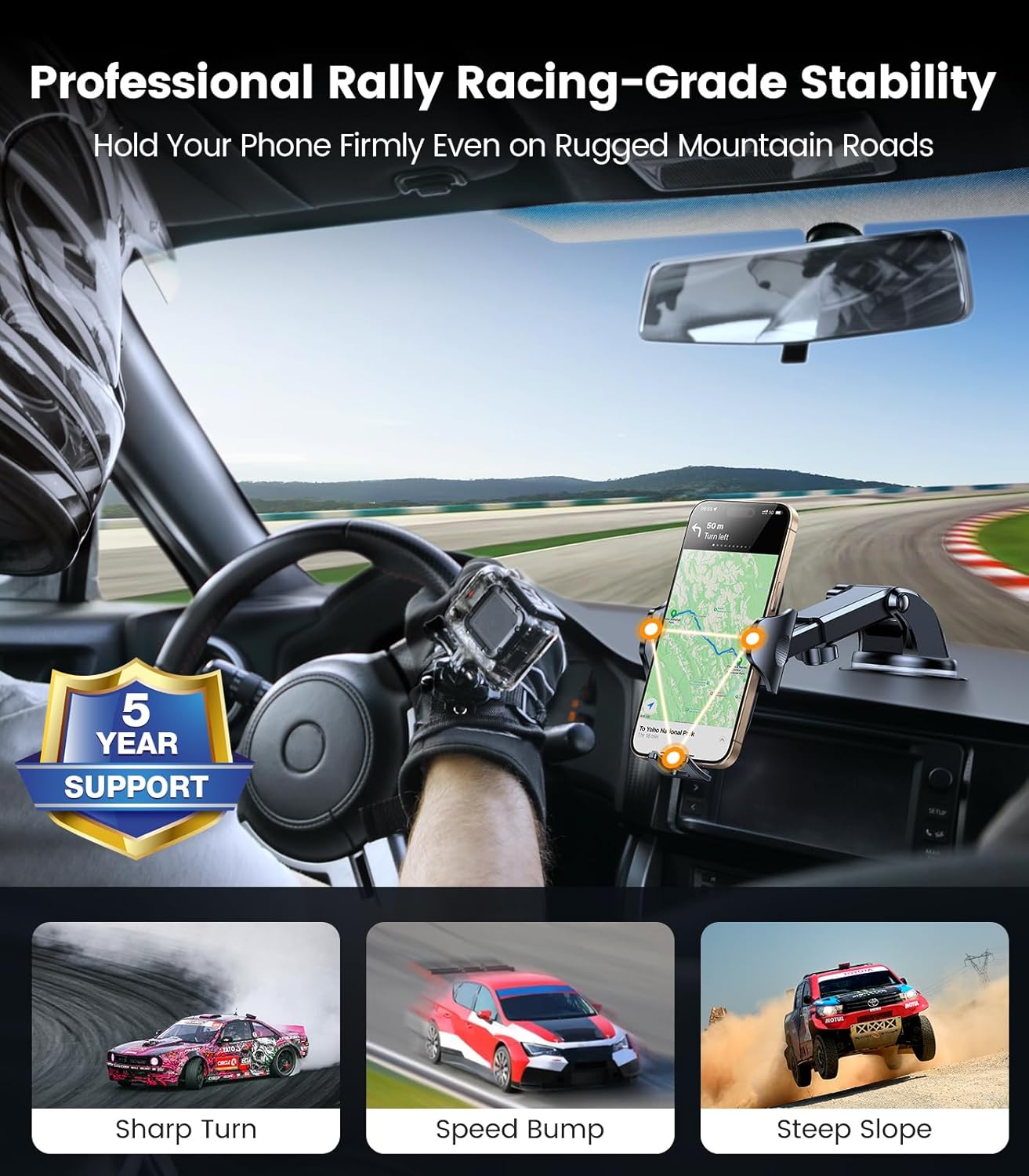 VICSEED [No.1 Powerful Suction] [Rally Racing-Grade Stability] Phone Holders for Your Car 2026 Upgraded Car Phone Holder Mount Truck Stand for Dashboard Windshield Vent for iPhone Samsung All Phones