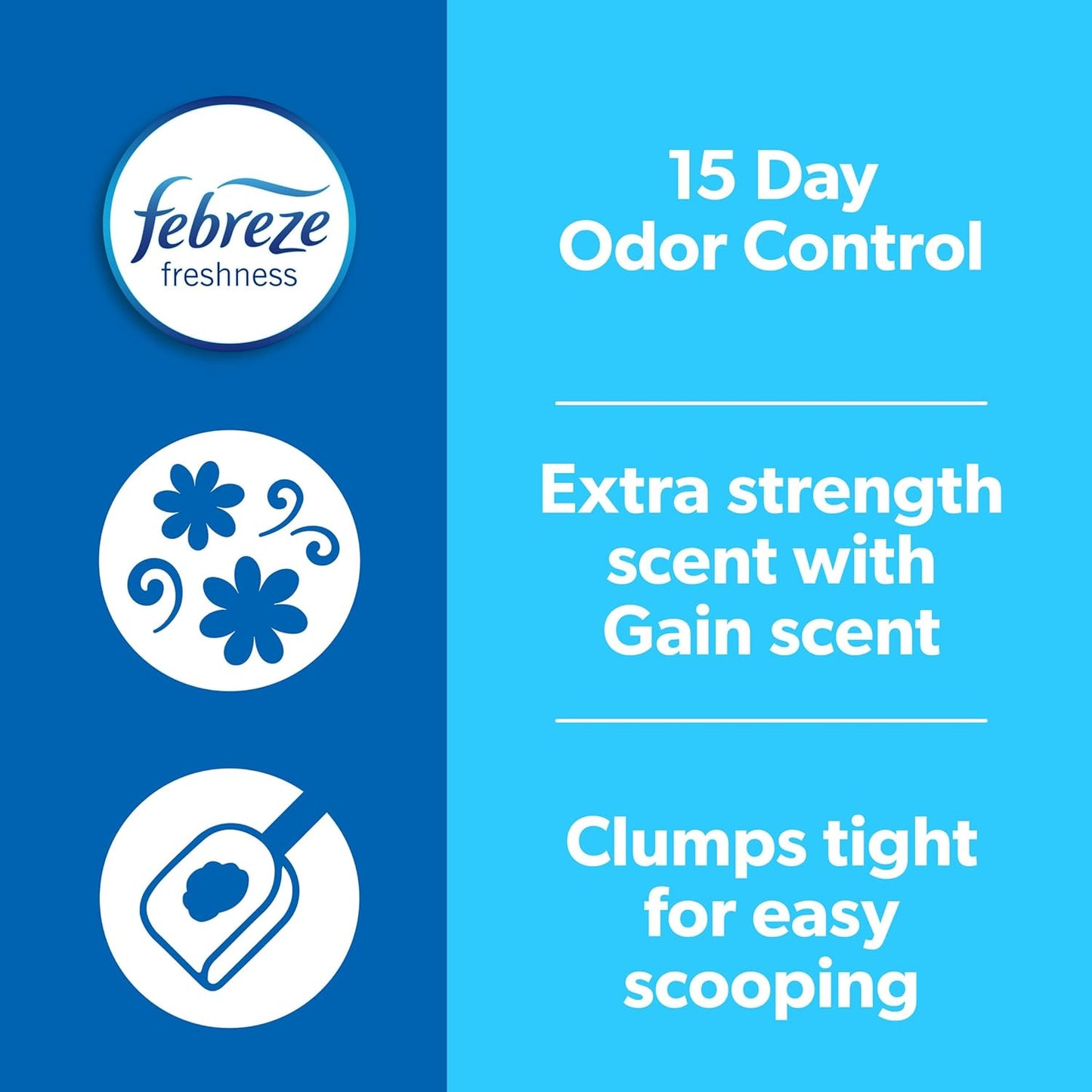 Fresh Step Odor Shield Advanced Multi Cat Clumping Litter with Febreze Freshness, Gain Original Scent, 18.5 lb Each, Pack of 2 (Package May Vary)