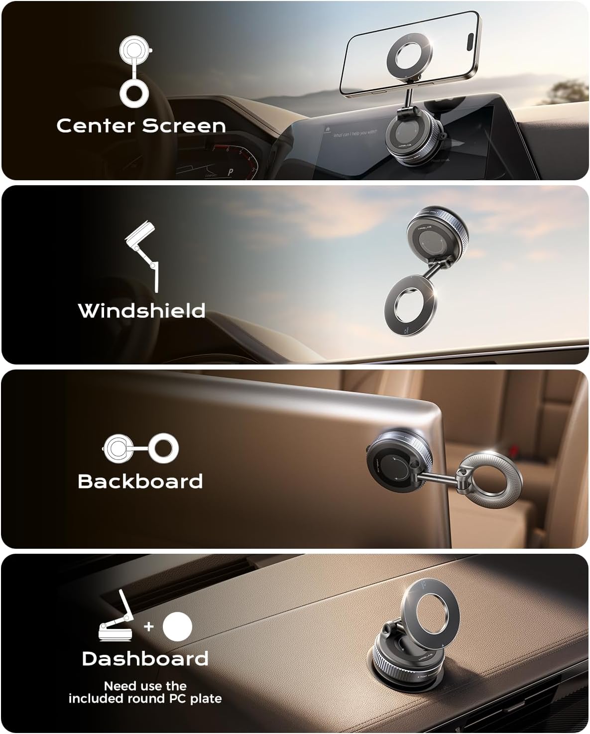 MRGLAS 2026 Upgraded Phone Holders for Your Car, Magsafe Car Mount Ultra Magnetic, 360° Adjustable Vacuum Suction Car Phone Mount, Car Truck Accessories for Men Women for iPhone 17 Pro Max Car Dash