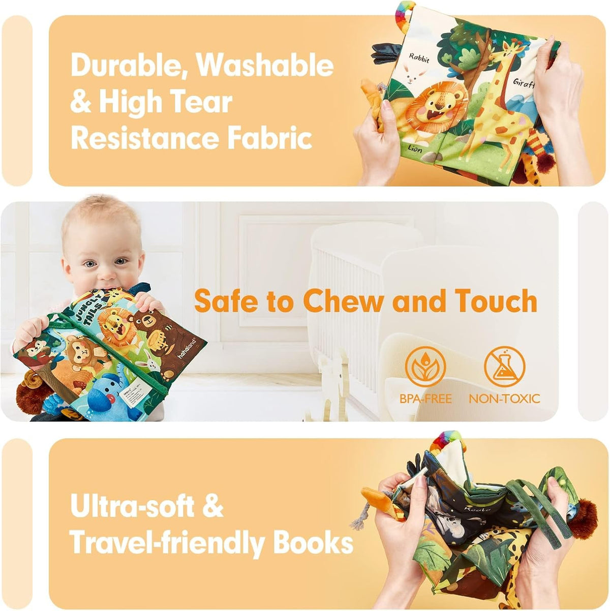hahaland Baby Books 0-6 Months,Infant Tummy Time Toy Sensory Toys 6 to 12 Months Touch Feel Book Travel Toy Gifts for Boy Girl 0-3 Month Baby Shower Valentine Birthday Easter Basket Stuffers (Single)