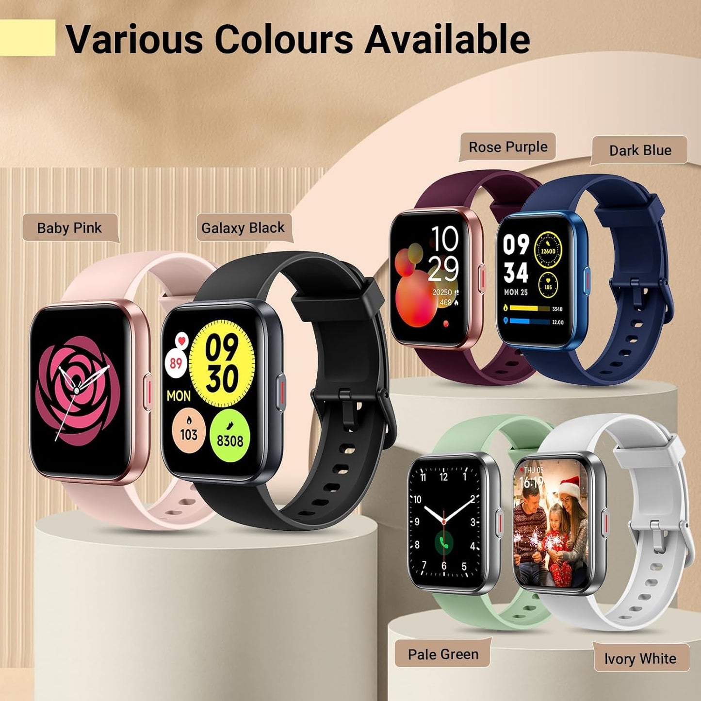 Smartwatch for Women, Compatible with Android & iPhone, 1.8'' Fitness Tracker Watch with Alexa, Call & Notification Alerts, Heart Rate & Sleep Monitor, 120 Sports Modes, Waterproof Watch for Women