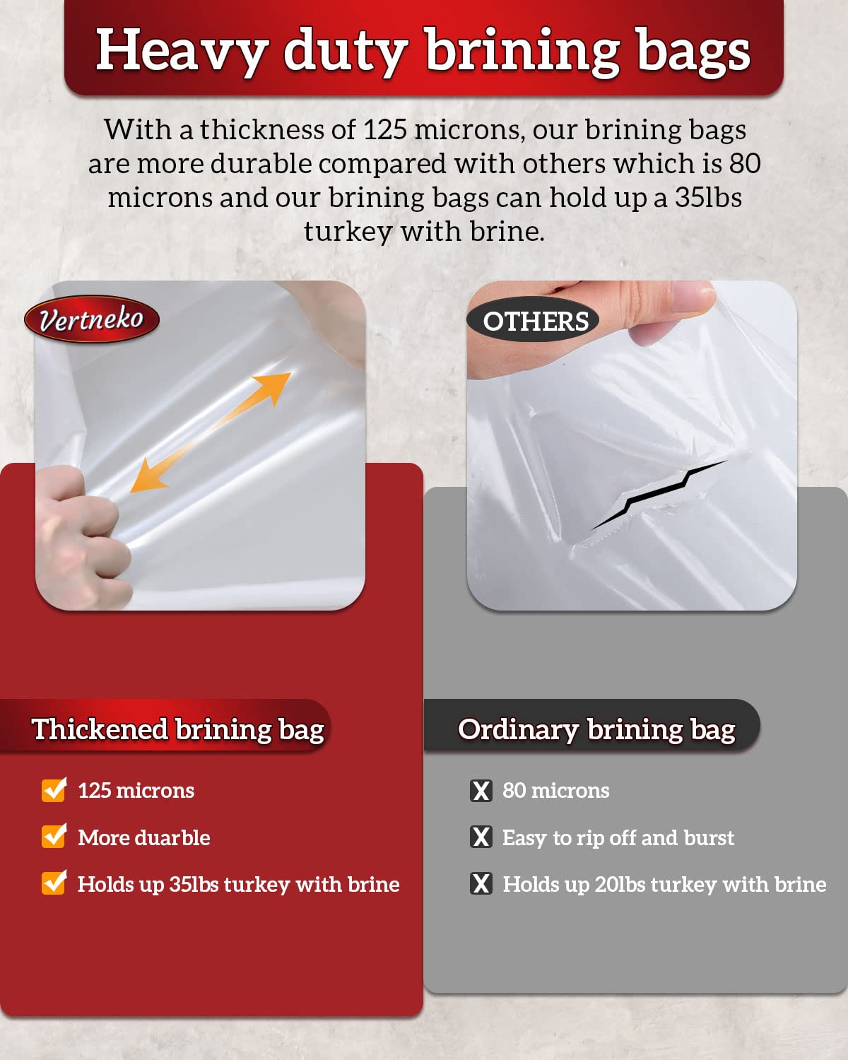 Turkey Brine Bags, 26"×22", 2 Pack, Holds up 35lbs, Thicker Brining Bags with Double Zip Lock & 2 Cotton Strings, Extra Large Brine Bag Fits for Turkey, Chicken, Beef, Fish, Lamb, Pork