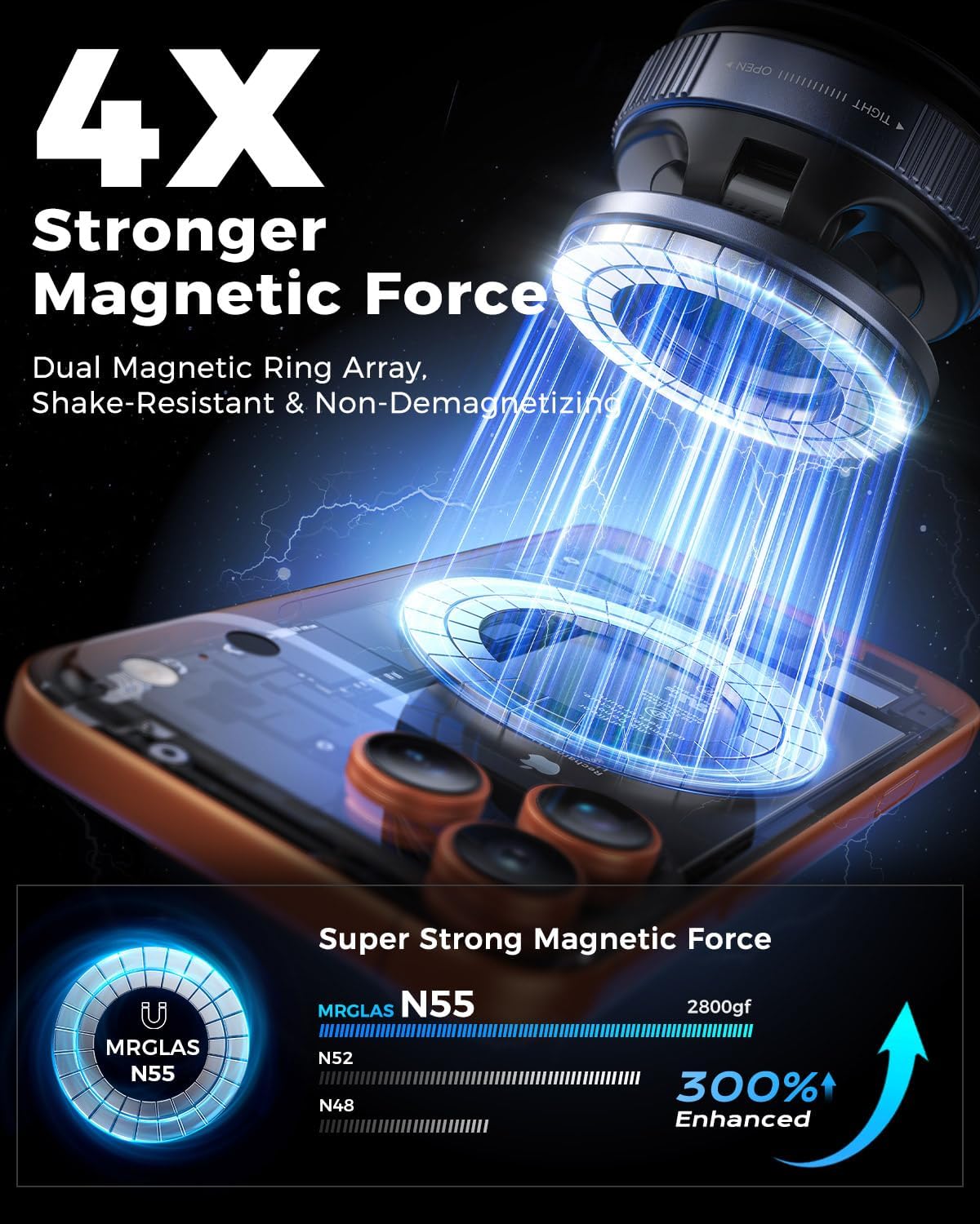 MRGLAS 2026 Upgraded Phone Holders for Your Car, Magsafe Car Mount Ultra Magnetic, 360° Adjustable Vacuum Suction Car Phone Mount, Car Truck Accessories for Men Women for iPhone 17 Pro Max Car Dash