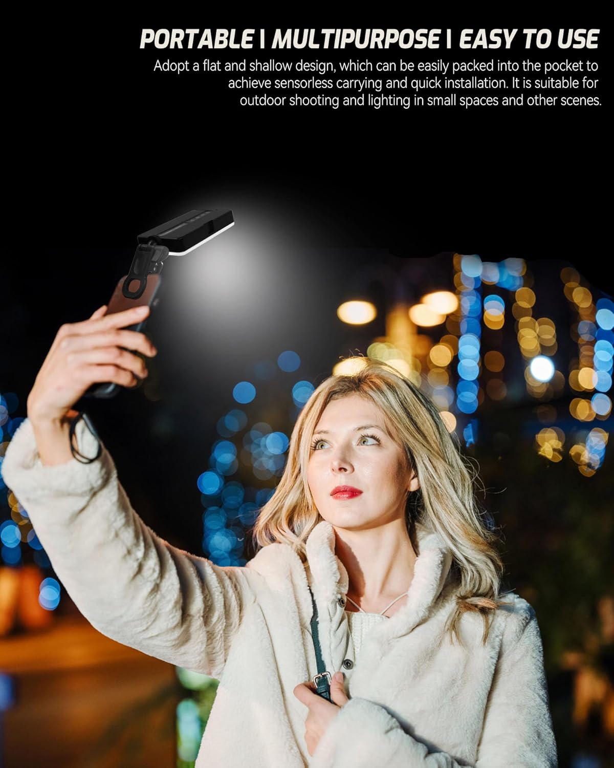 Portable Selfie Light for iPhone: 90 LED Rechargeable Phone Fill Lights, Ring Light for Camera Picture, Makeup Photo, Video Conferences, Laptop Use, Zoom Meetings, TikTok, Vlog Photography