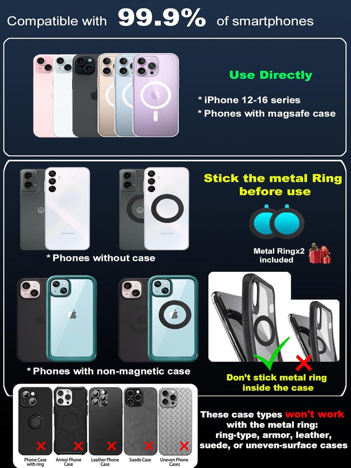 snanlen Upgraded 360° Nano Gel Vacuum Magnetic Phone Holder, Car Phone Holder for Magsafe[108+LBS Strongest Suction & 3000gf Strongest Magnetic], Suction Cup Phone Mount for Car/for iPhone 17 Pro Max