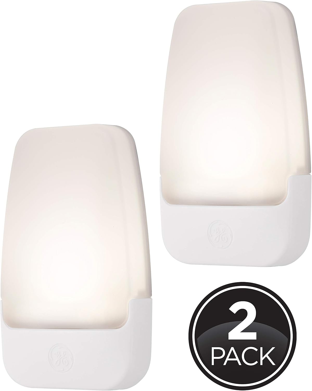 GE LED Night Light, Plug-in, Dusk to Dawn Sensor, Warm White, Ambient Lighting, Ideal Kids Adults Nightlight for Bedroom, Bathroom, Nursery, Hallway, Kitchen, 30966, 2 Pack