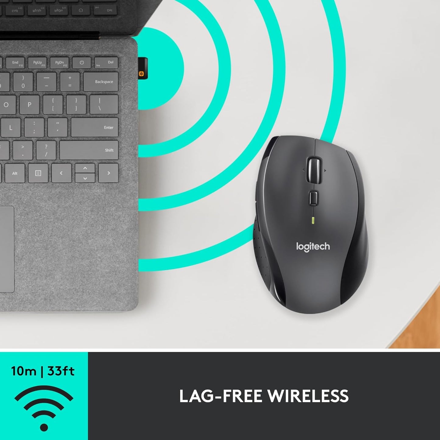 Logitech M705 Marathon Wireless Mouse, Gaming Mouse Wireless, 2.4 GHz USB-A Receiver, 5-Programmable Buttons, 3-Year Battery, PC, Mac, Laptop, Chromebook - Black