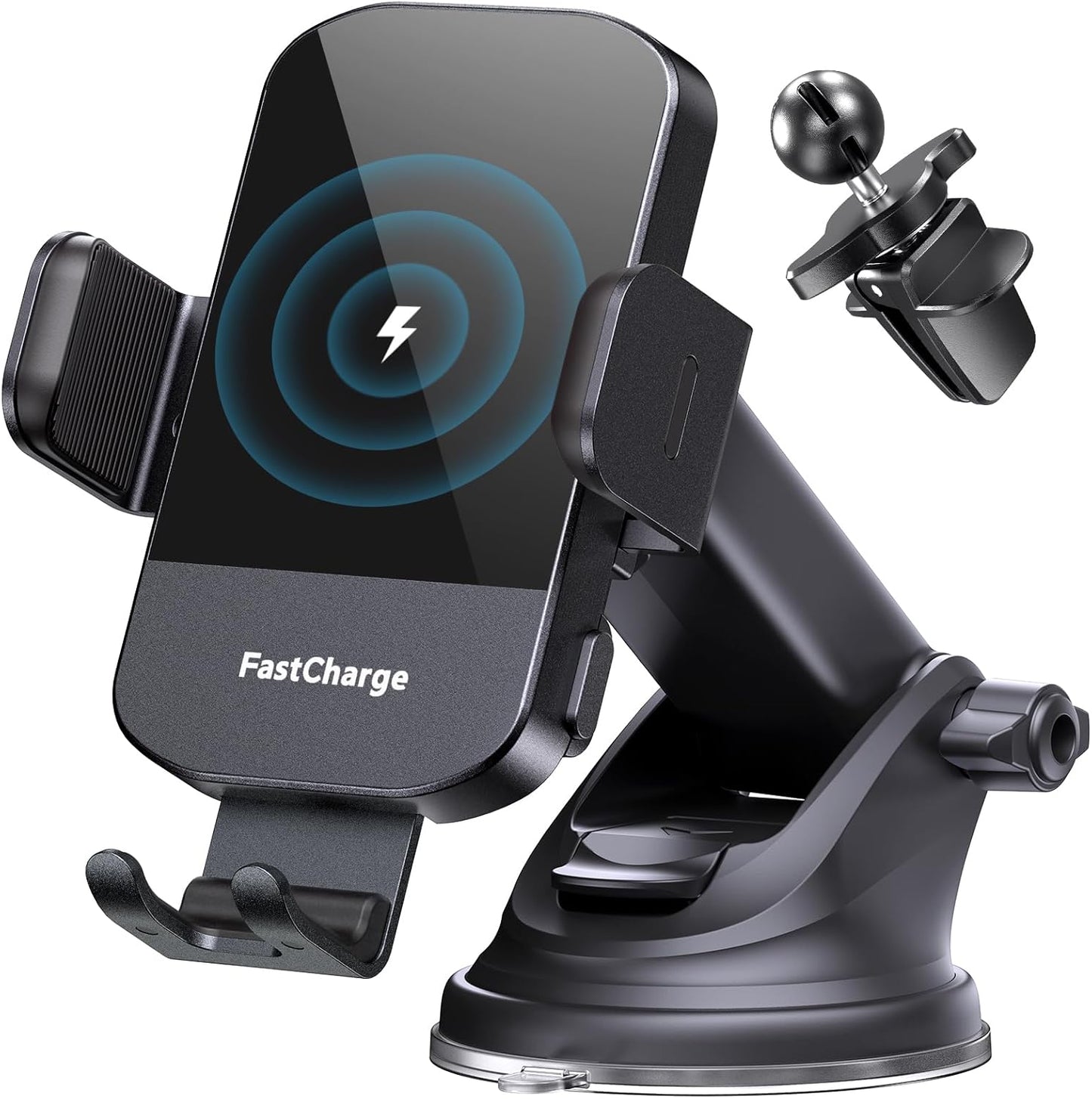 CHGeek Wireless Car Charger, 15W Fast Charging Auto Clamping Phone Holders for Your Car Phone Mount for Car fit for iPhone 17 16 15 14 13 12 Pro Max 11 XR XS, Samsung Galaxy S25 Ultra S24 S23, Black
