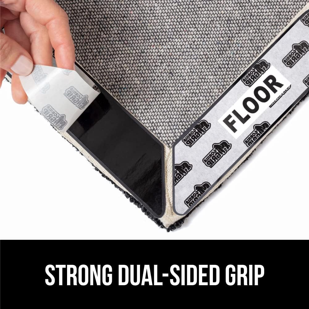 GORILLA GRIP Rug Gripper Pads Keep Area Rugs Corners from Curling, No Damage Reusable Double-Sided Stickers, Holds Down Carpet in Place on Hardwood Floors, Grips Tile Floor, Holiday Home Decor 8 Pcs