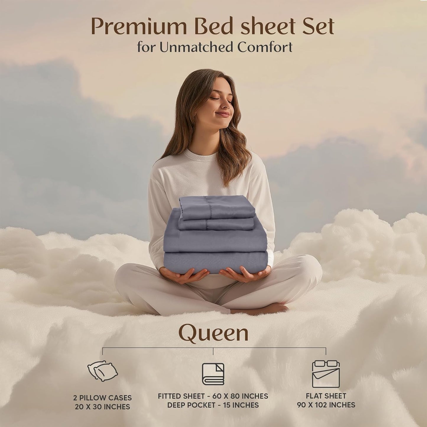 Utopia Bedding Queen Size Sheet Set – 4 Piece Bed Sheets, Soft and Breathable Microfiber, Includes 1 Fitted Sheet, 1 Flat Sheet and 2 Pillowcases – Oeko Tex (Grey)