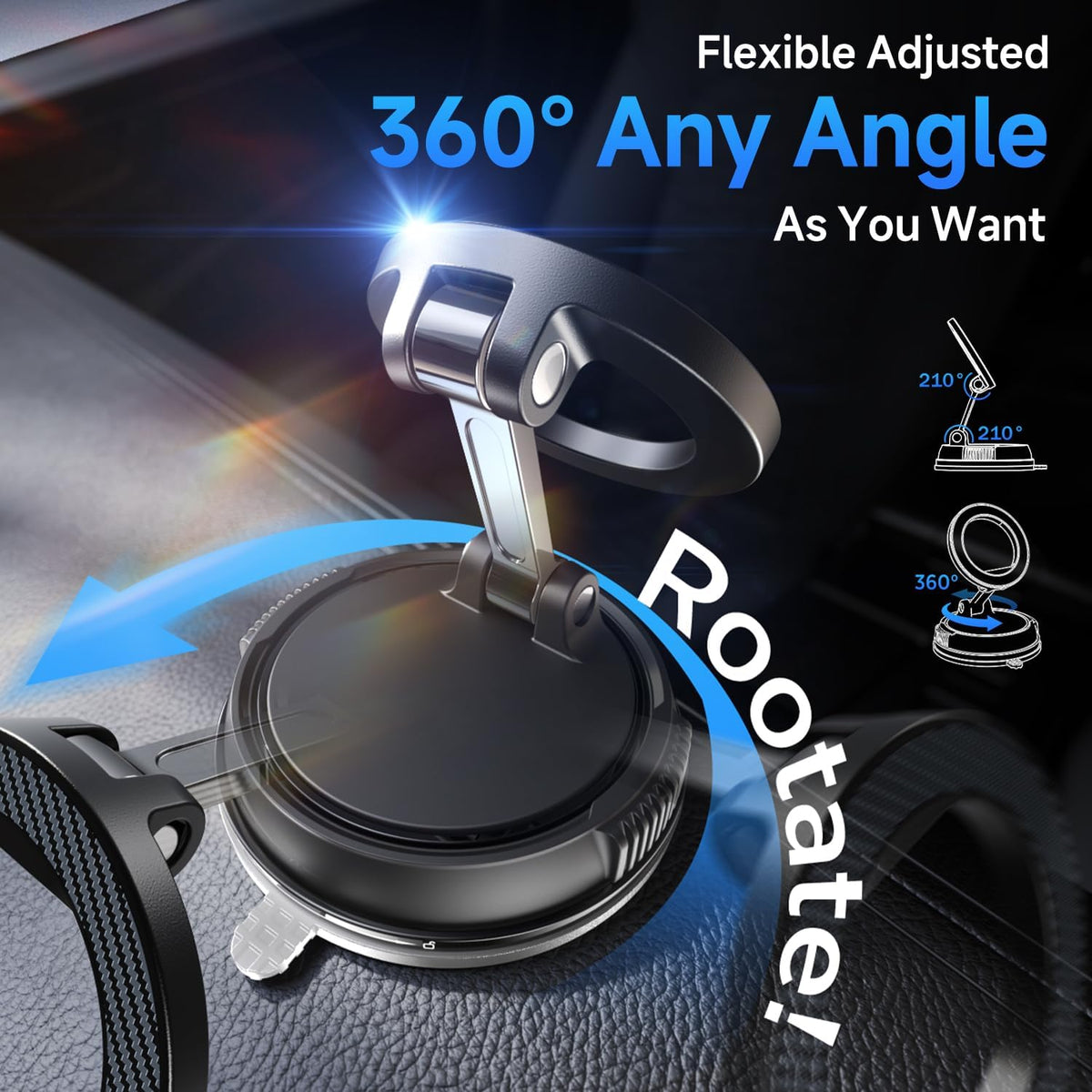 Car Phone Holder for Magsafe [78+LBS Strongest Suction & 2400gf Magnetic] 360° Adjustable Car Phone Mount, Phone Holders for Your Car for iPhone All Smartphones, Valentine's Day Gifts for Him Her