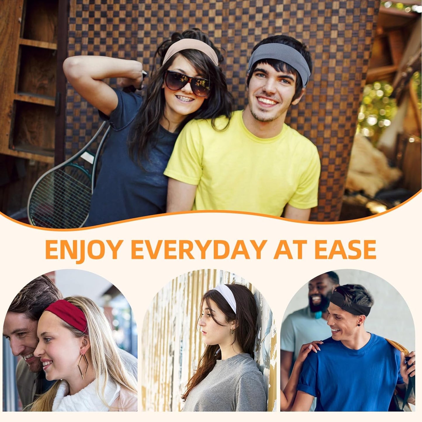 8PCS Summer-Exclusive Non Slip Sports Elastic Soft Running Fashion Headbands Absorb Sweat for Women & Men Working Out, Travel