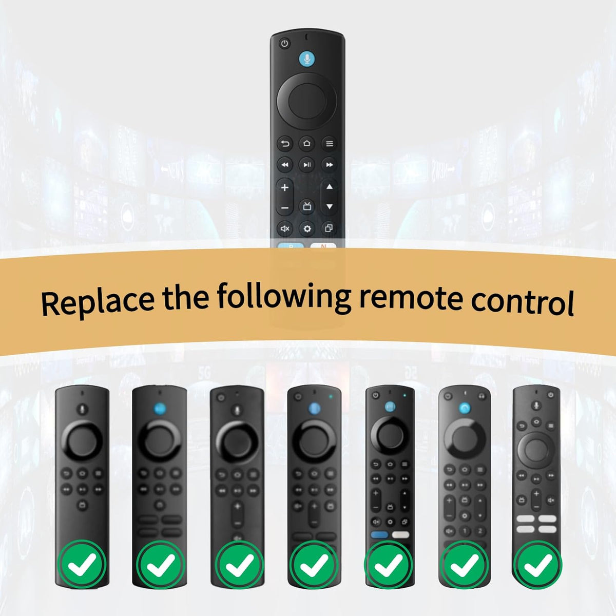 Replacement Remote for All Fire Series, TV Stick (HD, 4K, 4K Max, Lite), TV Cube and Omni, Insignia, Toshiba, Smart TVs, with Voice Control