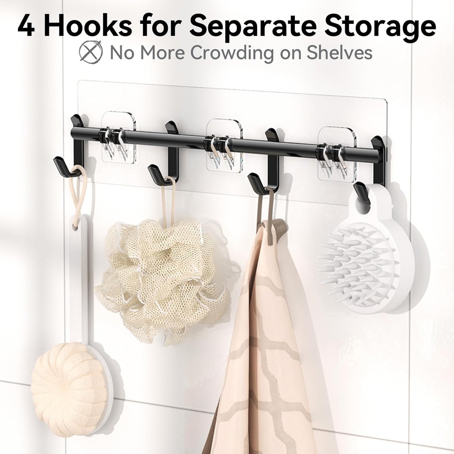 YASONIC Shower Caddy, 100% Rustproof Shower Organizer with Soap Holder, 6 Pack Large Capacity Shower Shelves for Inside Shower, No Drilling Bathroom Organizers and Storage for Kitchen & Home Decor