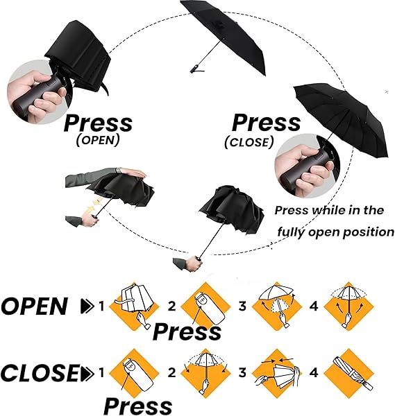 MRTLLOA 42/49 Inch Compact Windproof Travel Umbrella for Rain, Lightweight, Portable, Strong, Folding Umbrellas for Women and Men