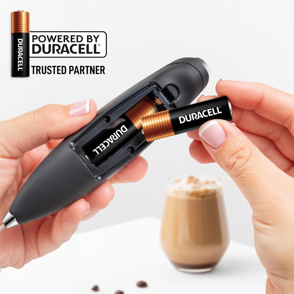 Zulay Original Milk Frother Handheld Foam Maker for Lattes - Whisk Drink Mixer for Coffee, Mini Foamer for Cappuccino, Frappe, Matcha, Hot Chocolate by Milk Boss (Black)