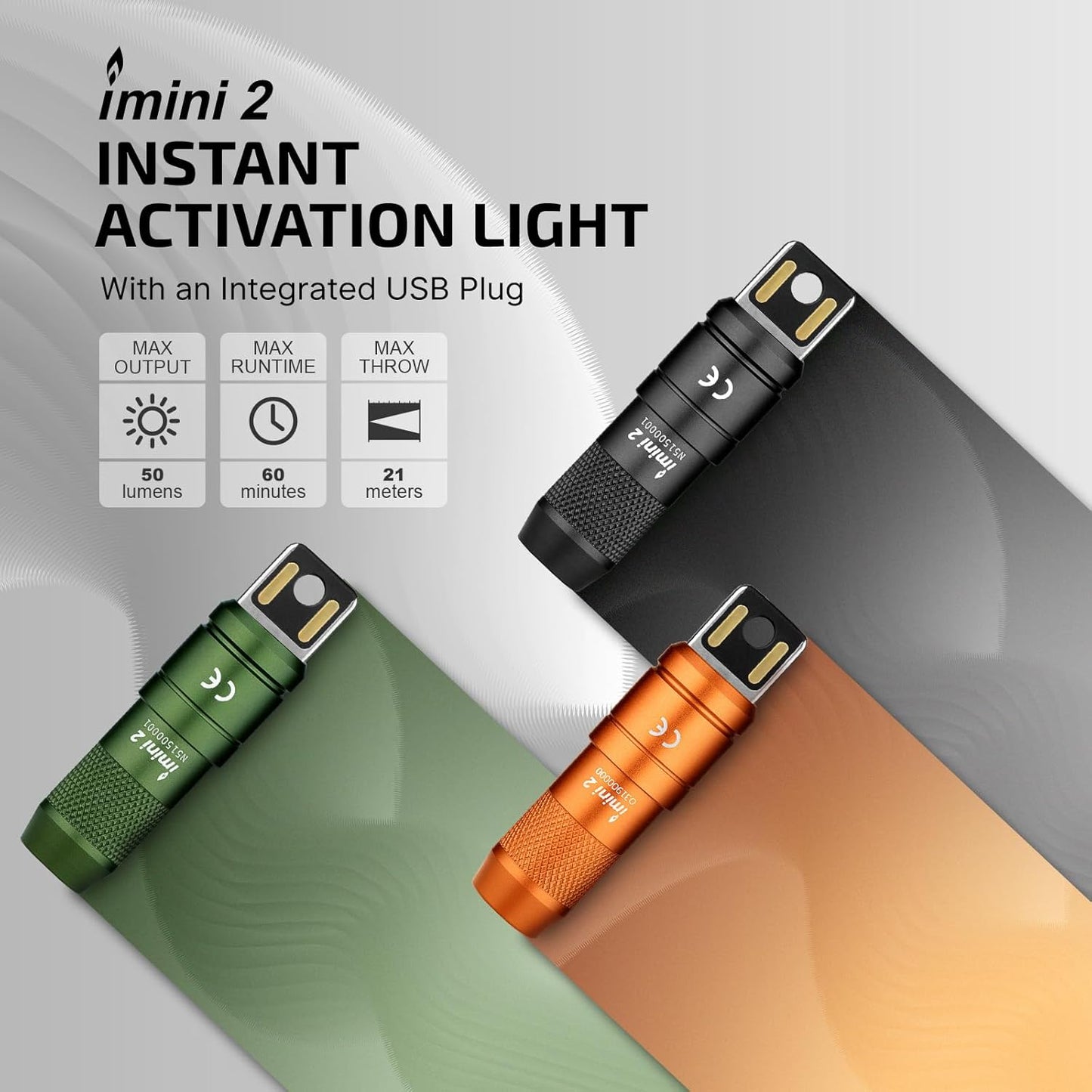 OLIGHT IMINI 2 EDC Rechargeable Keychain Flashlight, 50 Lumens Compact and Portable Mini LED Keyring Lights with Built-in Battery Ideal for Everyday Carry and Emergencies (Black)
