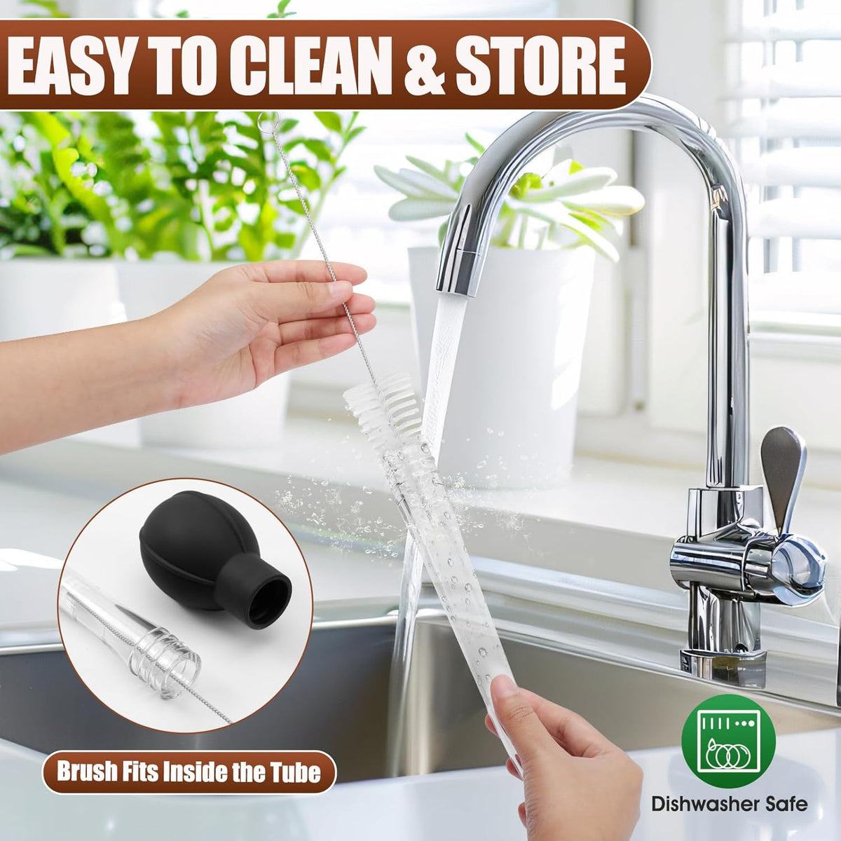 Premium Turkey Basters for Cooking – Baster Syringe for Hot Liquids – Meat and Food Injector – Essential Thanksgiving Cooking Tool – Turkey Baster Large with Cleaning Brush(Black)