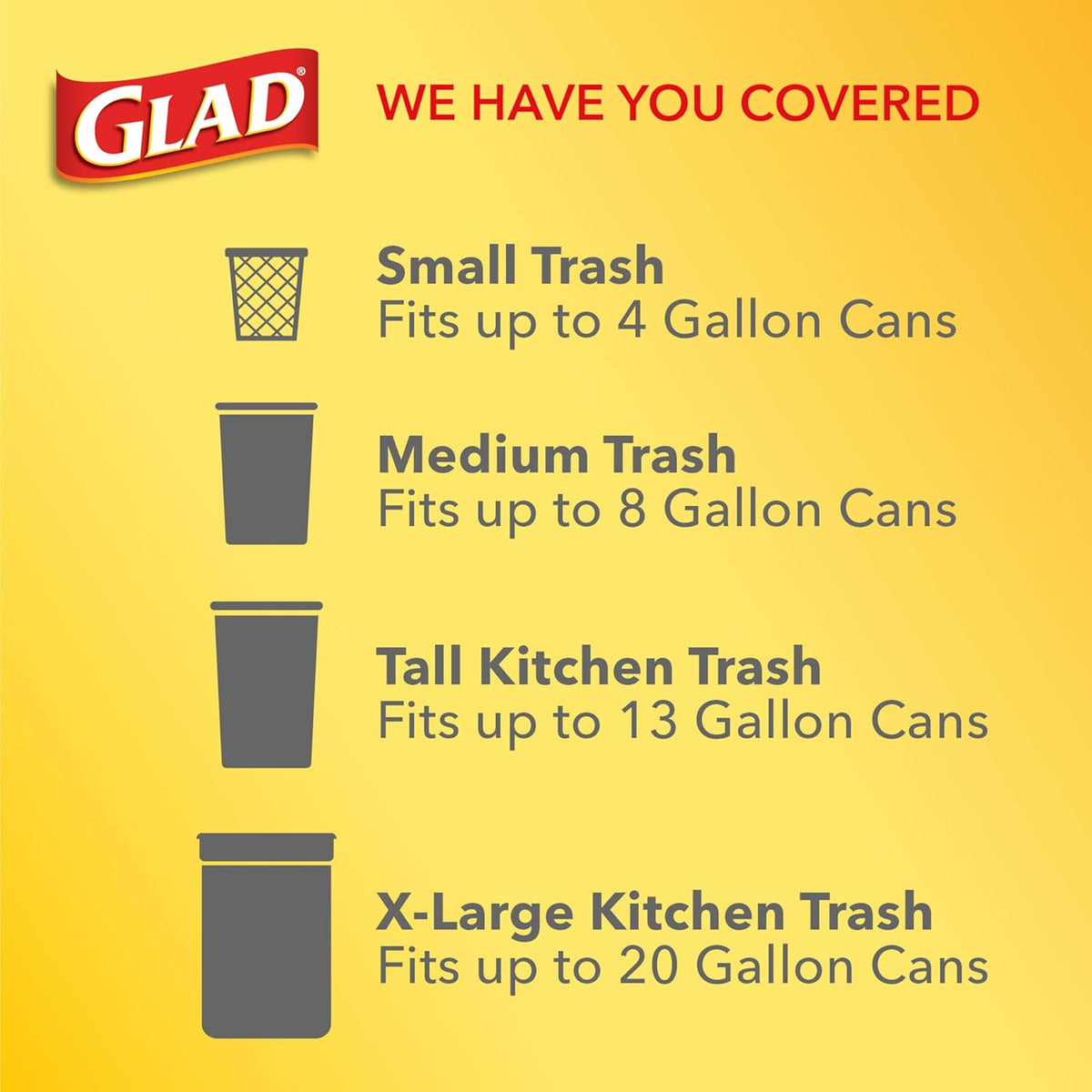 Glad Medium Trash Bags, 8 Gallon, Lemon Fresh Bleach Garbage Bags, Resists Bacterial Odors with Drawstring, 80 Count