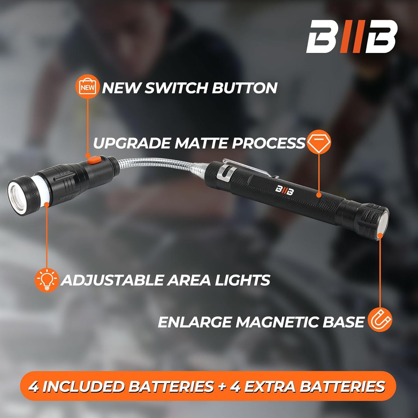 BIIB Stocking Stuffers for Men Adults, Gifts for Men LED Telescoping Magnetic Pickup Tools, Mens Gifts for Dad Him Boyfriend, White Elephant Gifts for Adults, Gift for Mens Stocking Stuffers