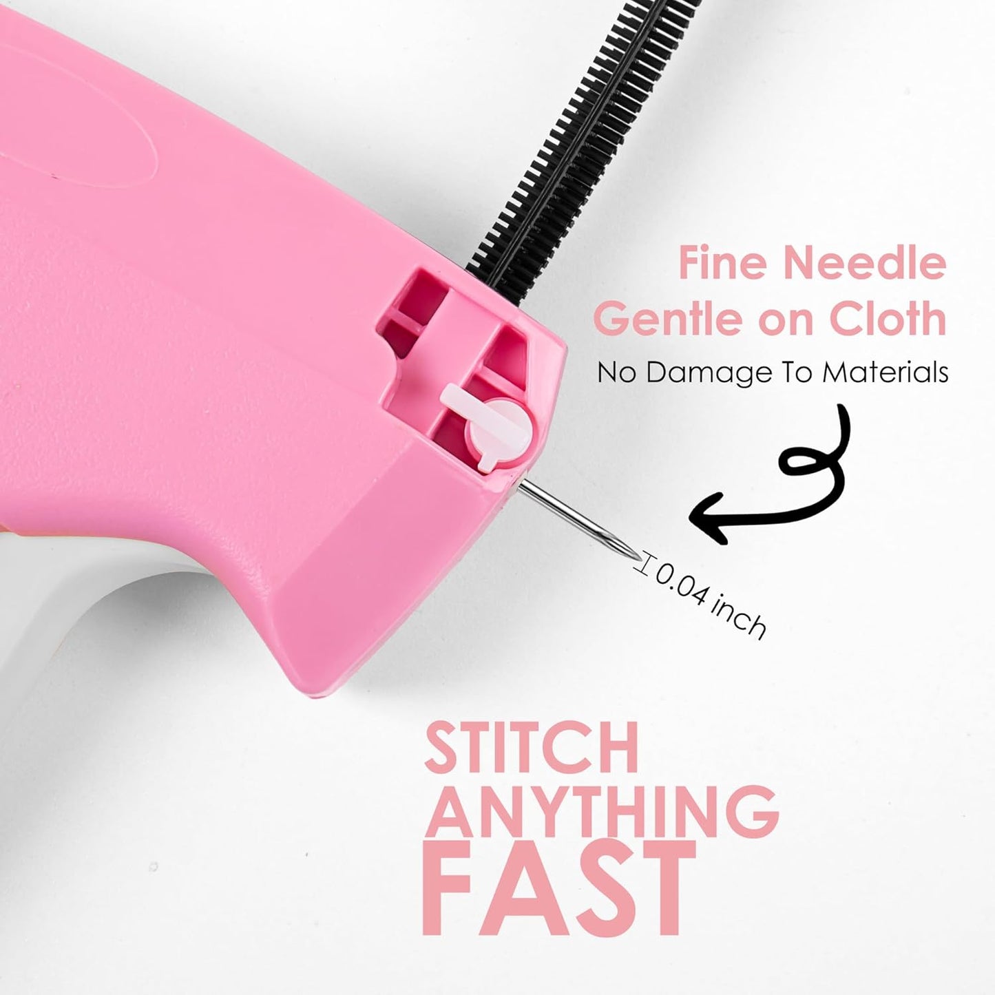 Stitch Gun for Clothes - Handheld Stitch Gun Quick Clothing Fixer - Tagging Gun - Includes 6 Needle, 1000 Black Fasteners & 1000 White Fasteners (Pink/Orange)