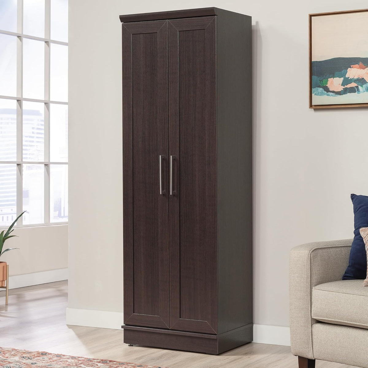 Sauder HomePlus Kitchen Pantry Storage Cabinet with Adjustable Shelves, Laundry Bathroom, L: 23.31" x W: 17.01" x H: 71.18", Dakota Oak