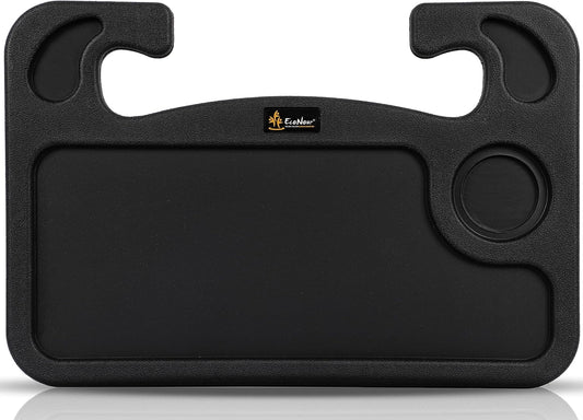 EcoNour 2 in 1 Car Steering Wheel Desk | Tray for Laptop Car Mount with Pen Holder | Desk Console for Car | Food Tray for Eating with Drinks Holder | Multipurpose Travel Car Accessories