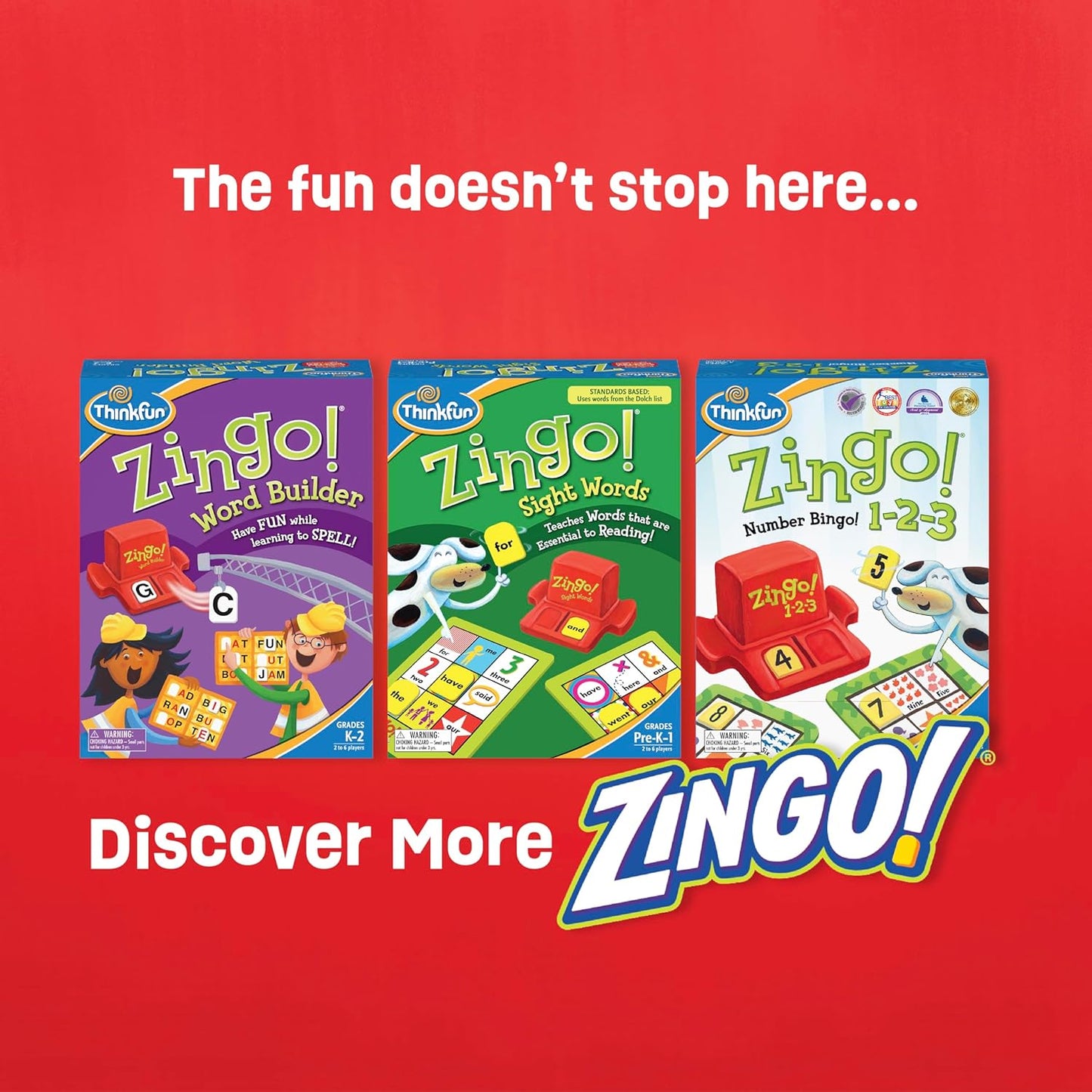 ThinkFun Zingo Bingo Award Winning Preschool Game for Pre-Readers and Early Readers Age 4 and Up - One of the Most Popular Board Games for Boys and Girls and their Parents (97700)