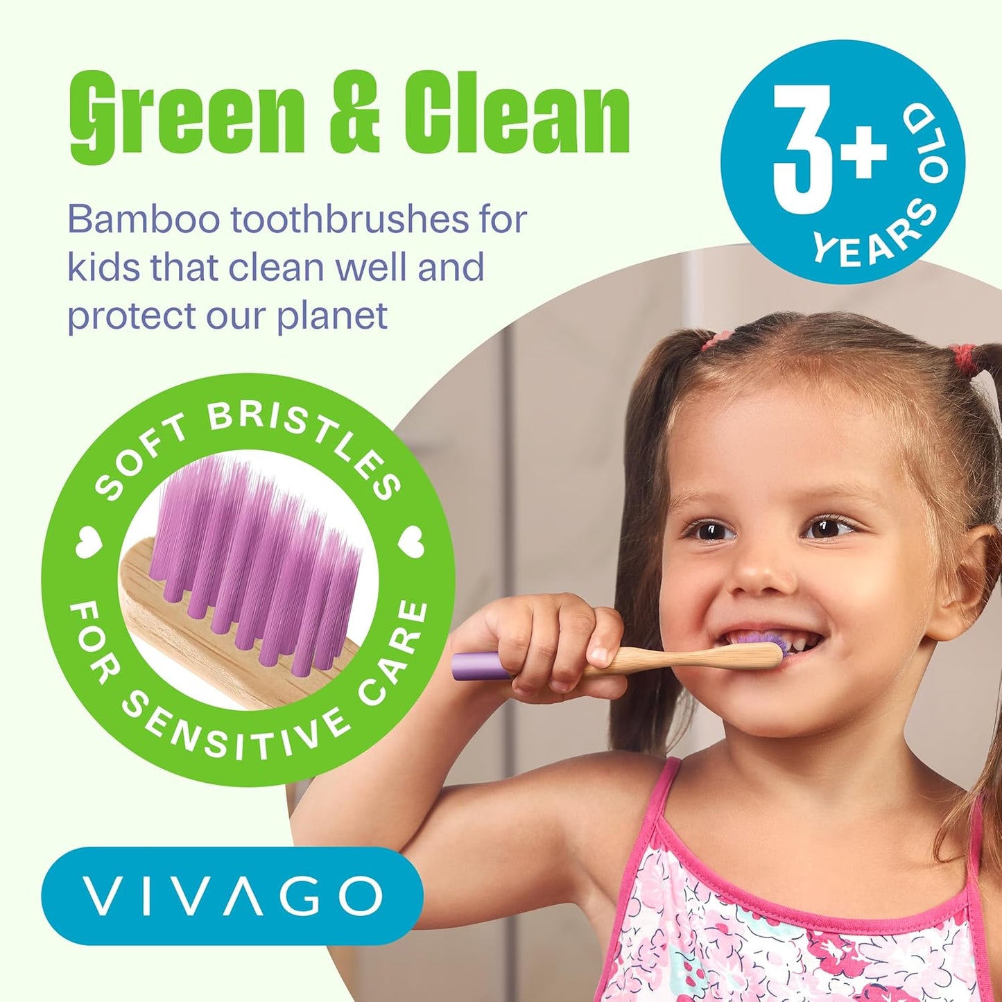 Kids Toothbrush with Soft Bristles 6 Pack - Toddler Toothbrush with Colorful Bamboo Handles // Kids Bamboo Toothbrushes // Kid Tooth Brush // Childrens Toothbrushes Set
