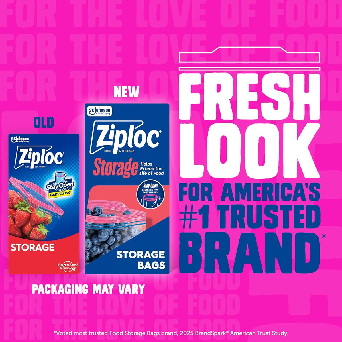 Ziploc Quart Food Storage Bags, Stay Open Design with Stand-Up Bottom, Easy to Fill, 80 Count