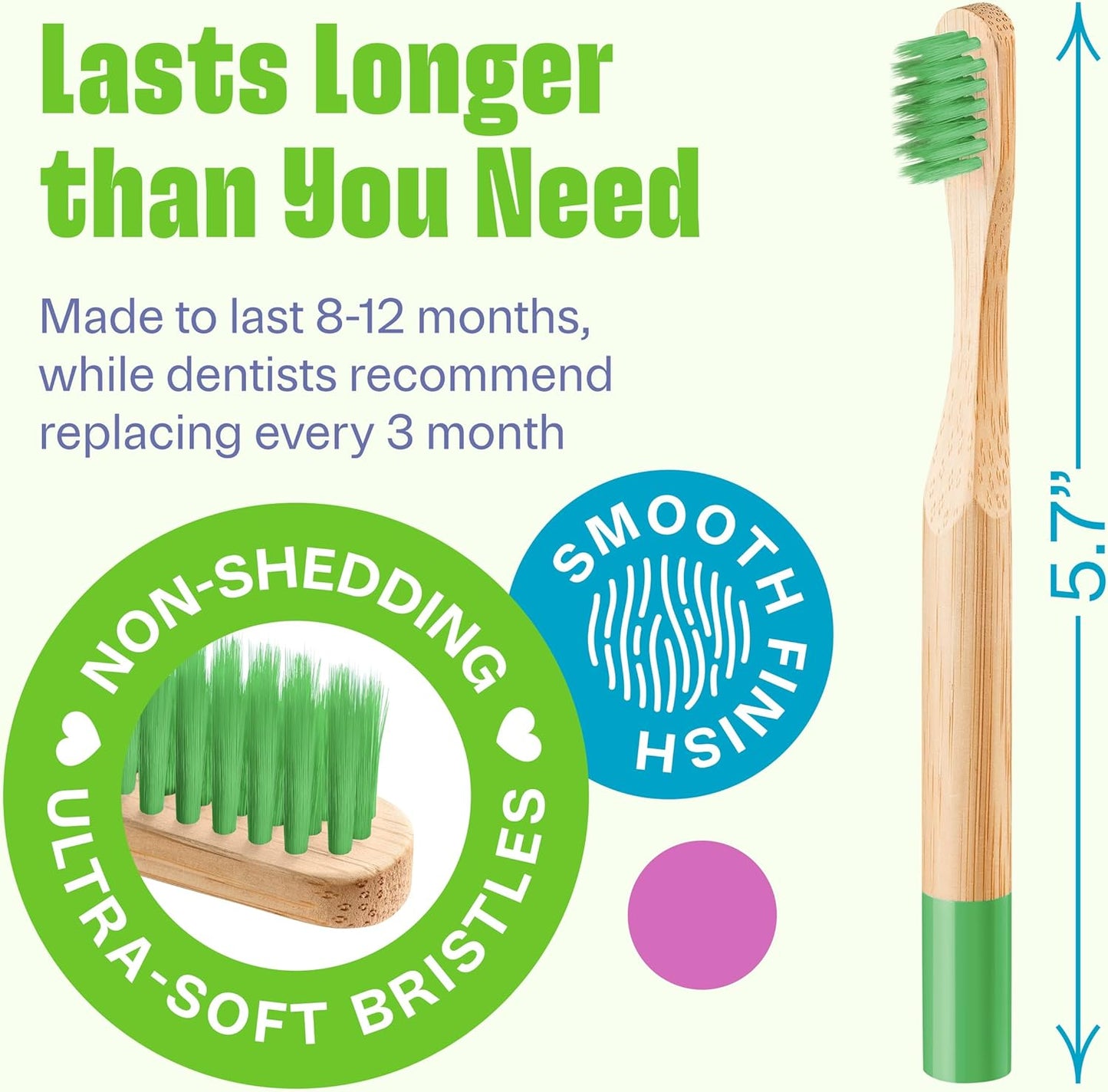 Kids Toothbrush with Soft Bristles 6 Pack - Toddler Toothbrush with Colorful Bamboo Handles // Kids Bamboo Toothbrushes // Kid Tooth Brush // Childrens Toothbrushes Set