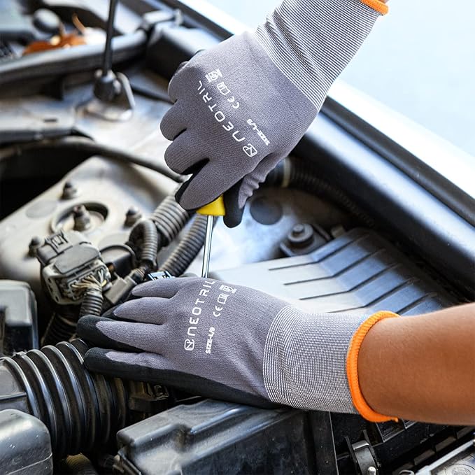 Safety Work Gloves MicroFoam Nitrile Coated-3/6/12/36 Pairs,Breathable Nylon Working Gloves for Men Women