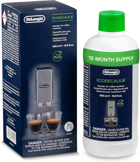 De'Longhi EcoDecalk Descaler, Eco-Friendly Universal Descaling Solution for Coffee & Espresso Machines, 16.90 oz (5 uses)