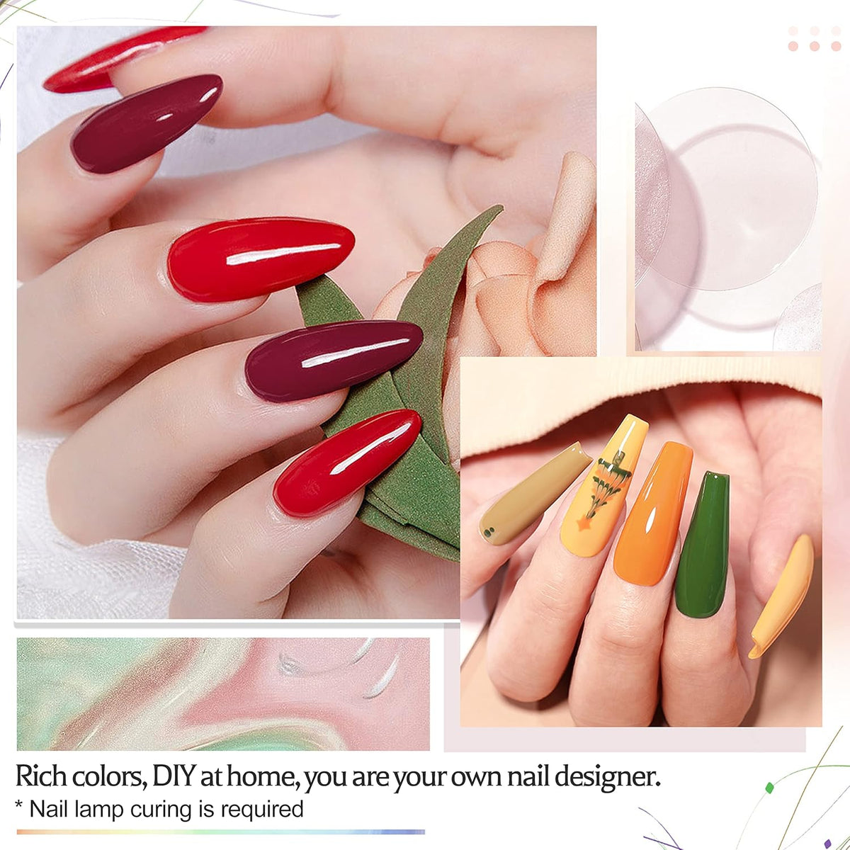 JODSONE 36 PCS Gel Nail Polish Set - 32 Colors, Base Coat, Top Coat, Gifts for Women - Cart Shape