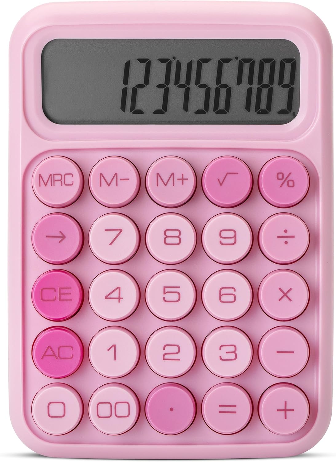 Mr. Pen- Mechanical Switch Calculator - 12 Digit Large LCD Display, Pink with Big Buttons