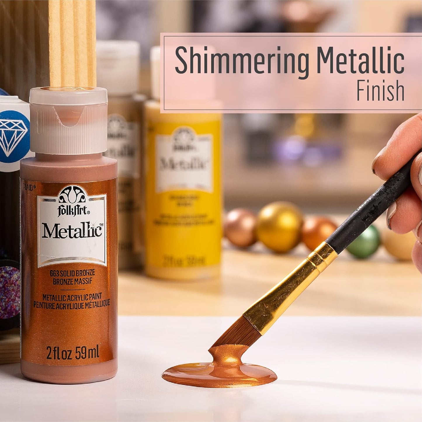 FolkArt Metallic Acrylic Paint in Assorted Colors (2 oz), 577, Sashara Gold