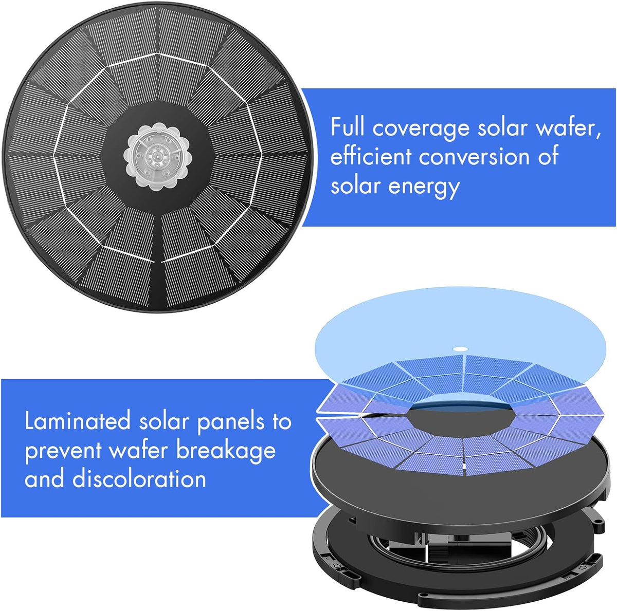 AISITIN 3.5W Solar Fountain Pump for Water Feature Outdoor DIY Solar Bird Bath Fountain with Multiple Nozzles, Solar Powered Water Fountain for Garden, Ponds, Fish Tank and Aquarium - Cart Shape
