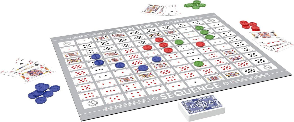 SEQUENCE- Original SEQUENCE Game with Folding Board, Cards and Chips by Jax ( Packaging may Vary ) White, 10.3" x 8.1" x 2.31"