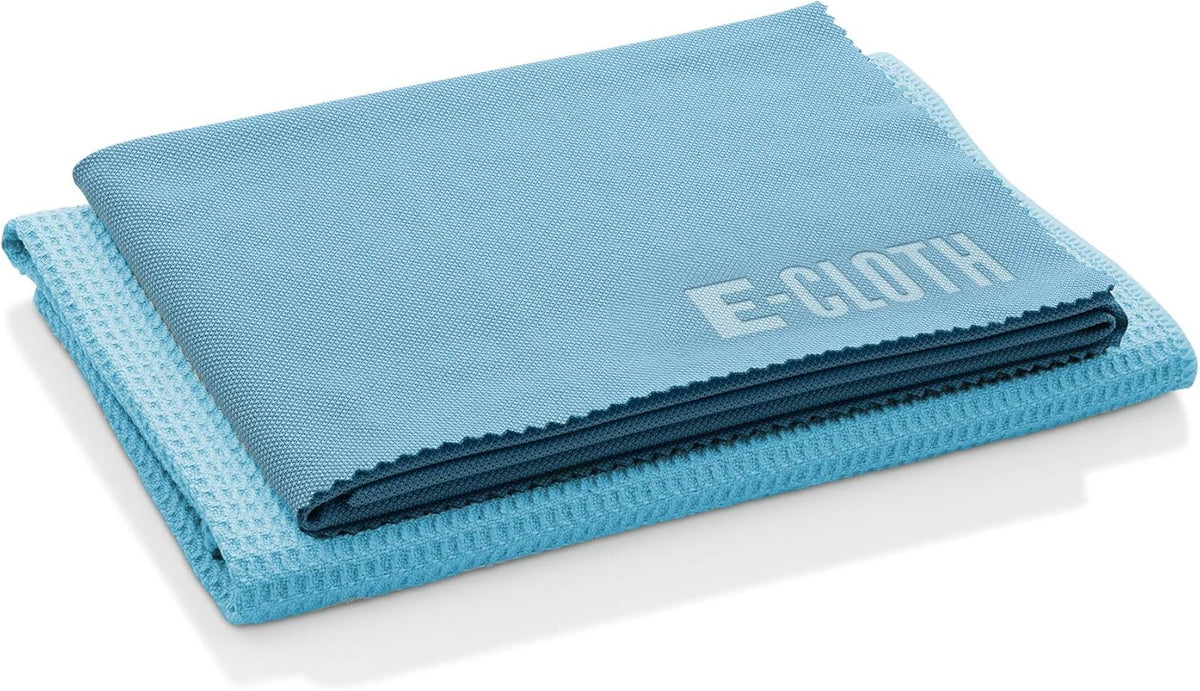 E-Cloth Microfiber Window Cleaning Cloth Kit - Glass Cleaning Cloth for Windows, Mirrors, Cars, Lenses, Eyeglasses, & More, Streak Free Clean, Machine Washable Reusable Towel - Alaskan Blue