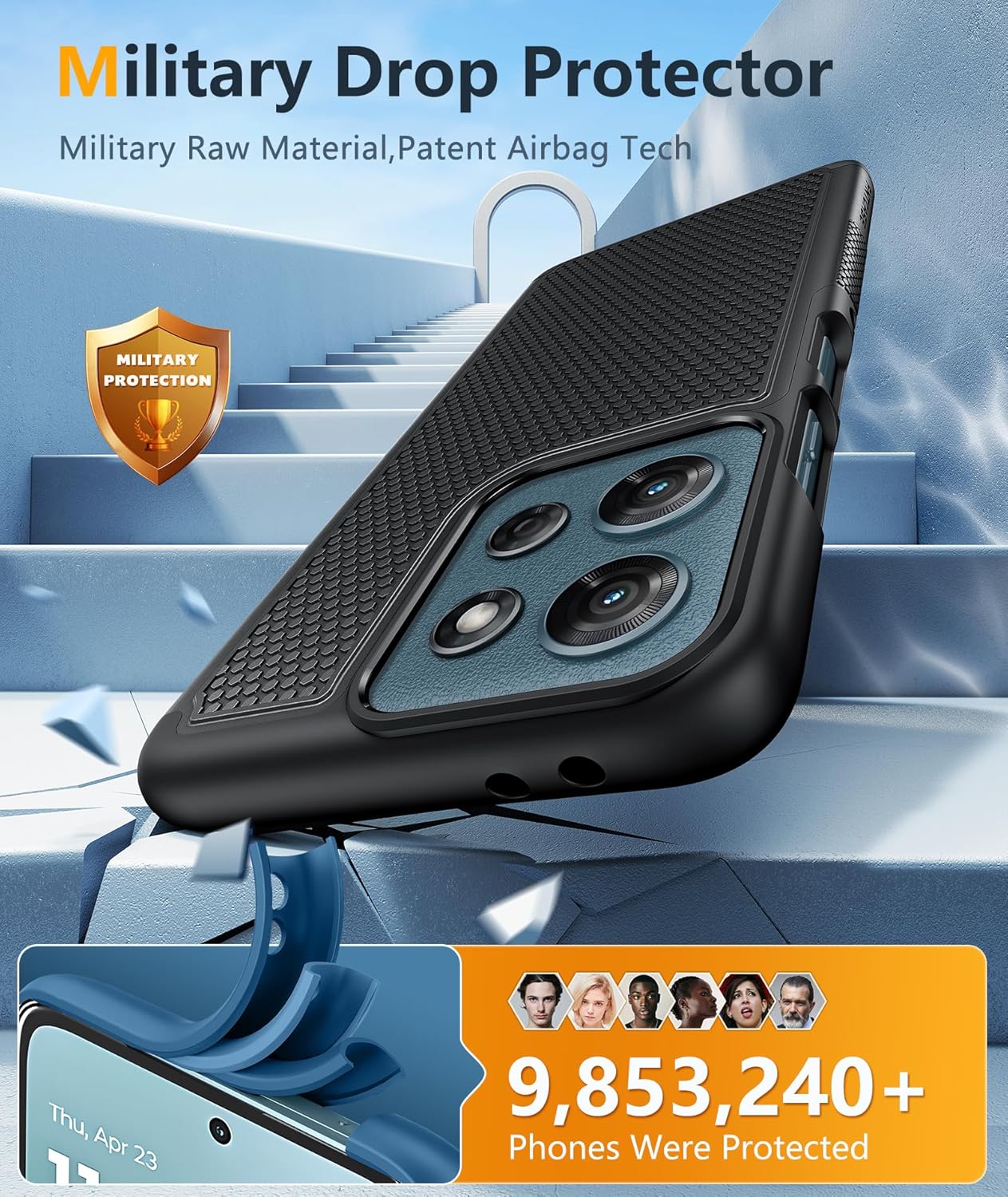 FNTCASE for Moto G 2026/2025 Case: Moto G Play 2026/Moto G Power 2025 Case Dual Layer Military Protective Heavy Duty Cell Phone Cover with Screen Protector Shockproof Rugged Non Slip Textured (Black)