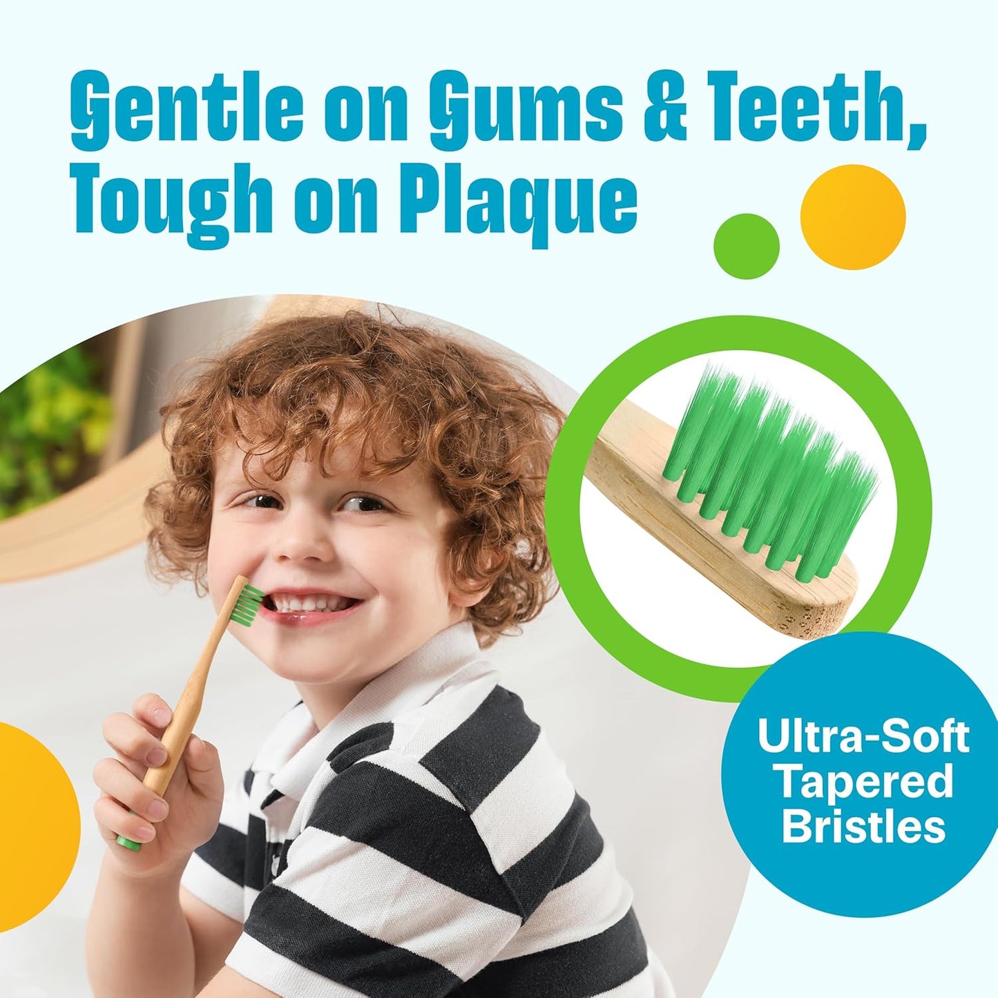 Kids Toothbrush with Soft Bristles 6 Pack - Toddler Toothbrush with Colorful Bamboo Handles // Kids Bamboo Toothbrushes // Kid Tooth Brush // Childrens Toothbrushes Set