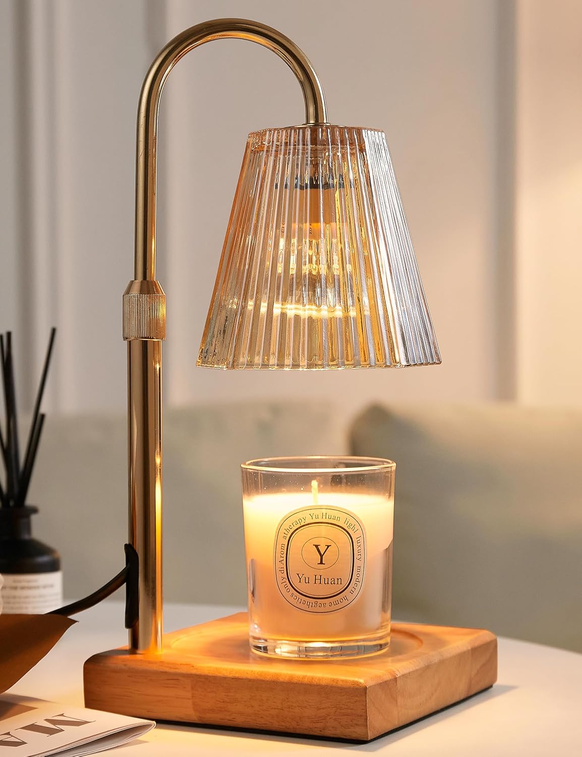 Candle Warmer Lamp with Timer, Dimmable Candle Warmer for Home Decor, Birthday Gifts for Women, Adjustable Height Wax Melts Warmer with 2 Bulbs