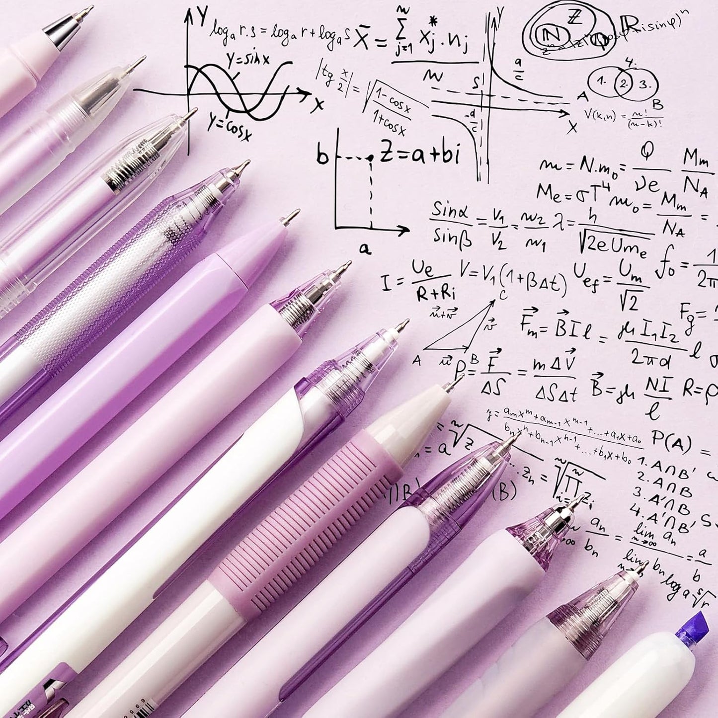 Four Candies Lavender Series Gel Pens, Black & Purple Ink Writing Pens with 0.5 mm Smooth Fine Point, School Office Stationery Supplies Desk Accessories Gifts for Women, Set of 12