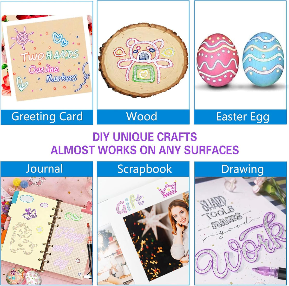 Stocking Stuffers Teen Girls: 12 Glitter Markers Christmas Gifts Teens Outline Glitter Pens Shimmer,Tween Teen Girl Gifts Trendy Stuff,Art Supplies Kids 6-8 9-12 10-12,Arts Crafts Kids Ages 8-12 Cute