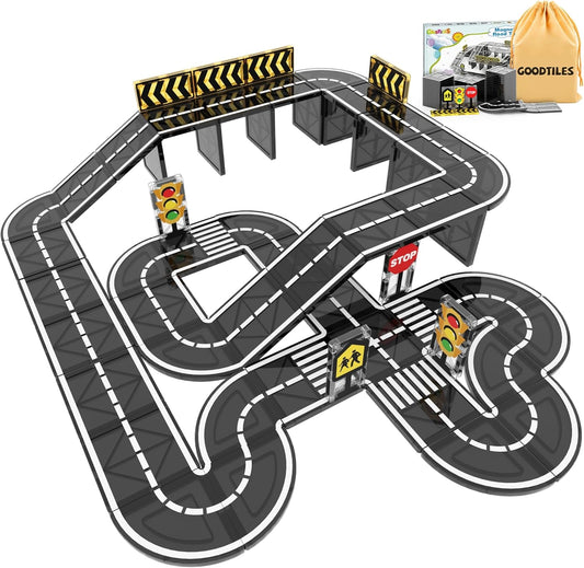Magnetic Tiles Road Expansion Set, STEM Magnetic Building Blocks for Kids Ages 3-5 4-8 5-7, Preschool Learning Sensory Kids Toys for Toddler Birthday
