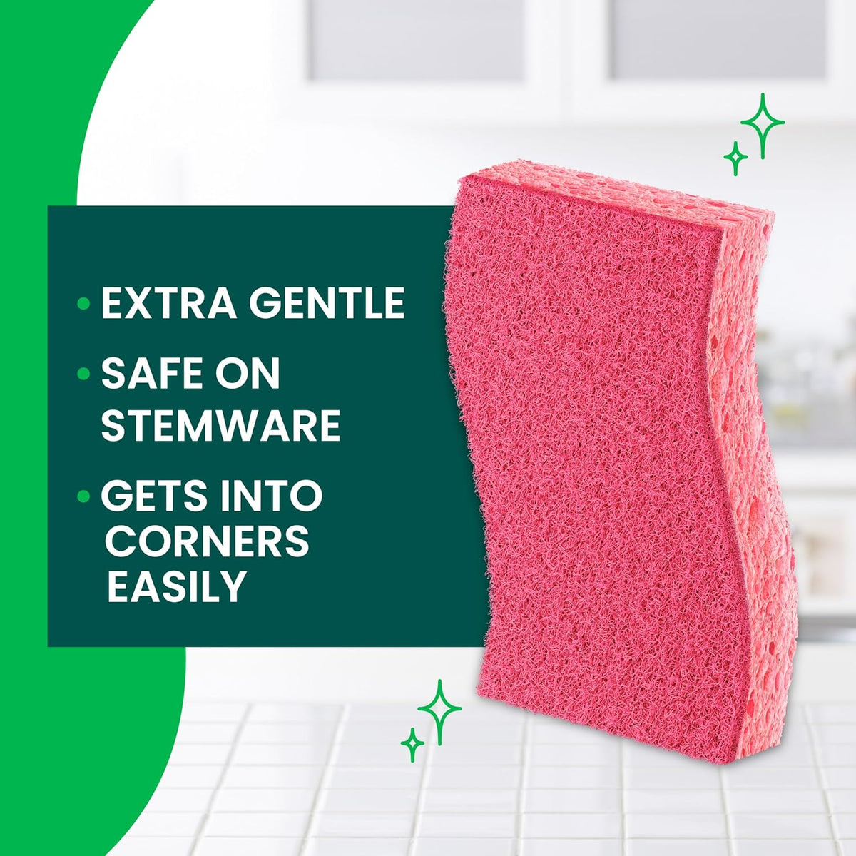 Scotch-Brite Gentle Clean Delicate Scrub Sponges, For Washing Dishes and Cleaning Kitchen, 3 Scrub Sponges