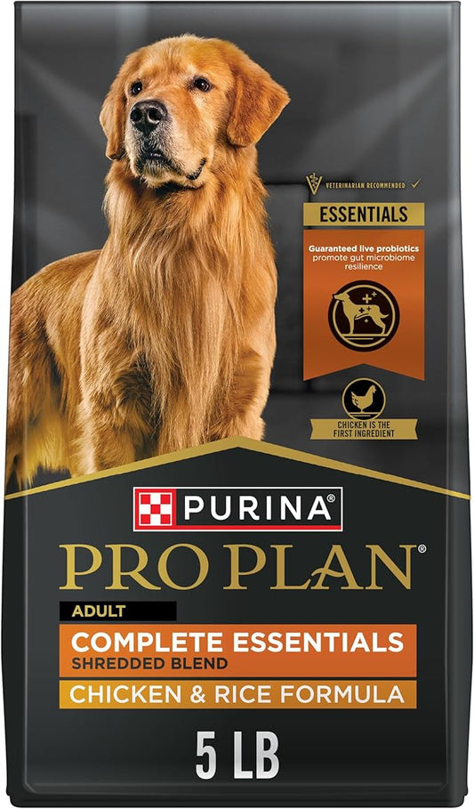 Purina Pro Plan Complete Essentials Shredded Blend Chicken and Rice Dog Food Dry Formula with Probiotics for Dogs - 5 lb.