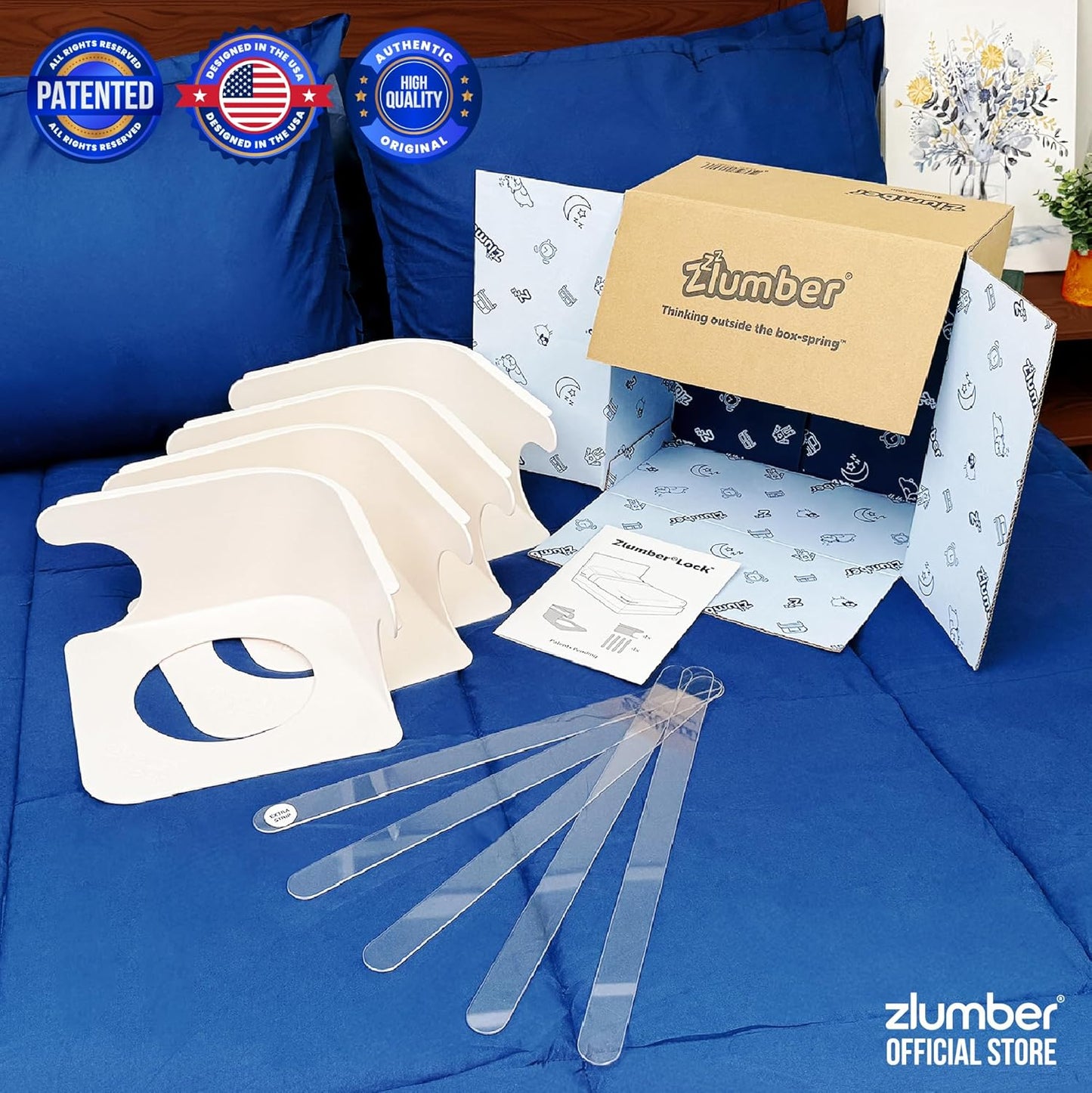 The Original USA Patented ZlumberLock – Secure Sheet Holder with Heavy-Duty Mattress Straps – No More Loose Bedding, Universal Fit, Easy One-Time Installation