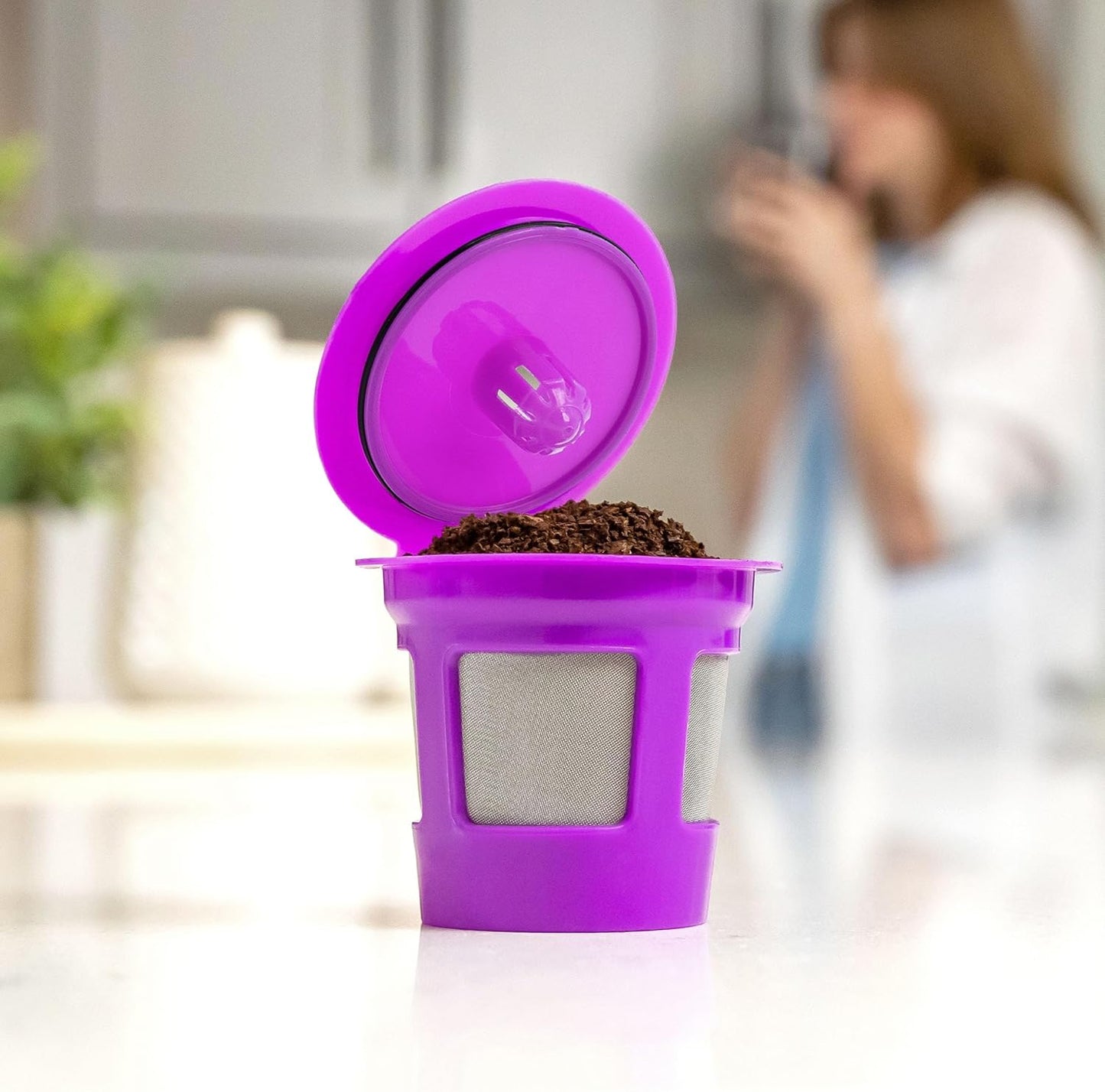 Perfect Pod 1-Stream Cafe Save Reusable K Cup Pod Coffee Filters - Refillable Coffee Pod Capsules with Built-In, Integrated Mesh Strainer for use with Keurig & Select Single Cup Coffee Makers, 4-Pack